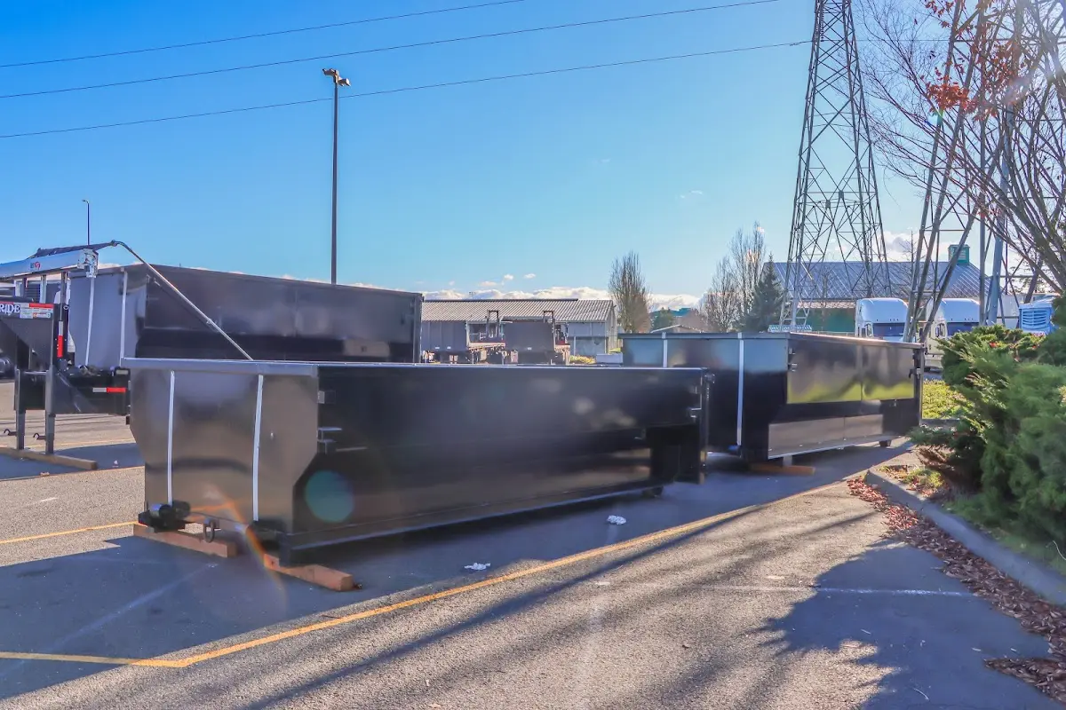 Roll-off dumpster ready for waste disposal at job site for Concrete Dumpster Rental in Zephyrhills South